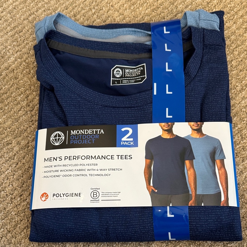 Mondetta Men's Navy and Light Blue Performance Tees - 2 Pack